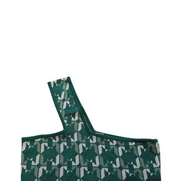 Dodo Bar Or One-Shoulder Crop Top in Green Viscose - Picture 4 of 6